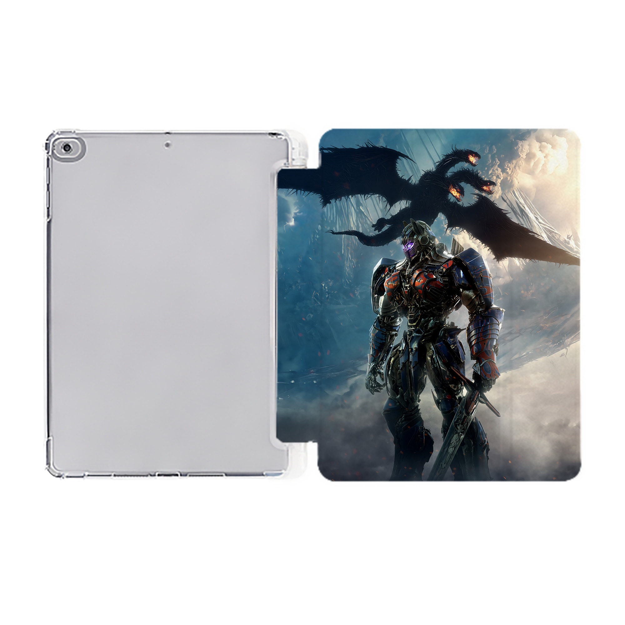（画像用） Transformers トランスフォーマー IPad ケース ペン収納付き 三つ折りスタンド PUレザー×シリコン 対応機種9.5/10.5/10.9インチ